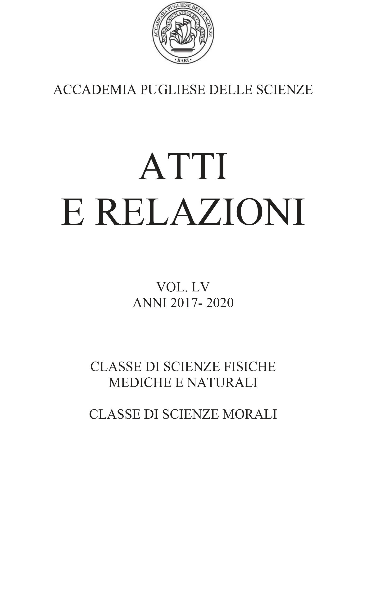 Atti e Relazioni LV - 2017 - 2020 - Accademia Pugliese delle Scienze