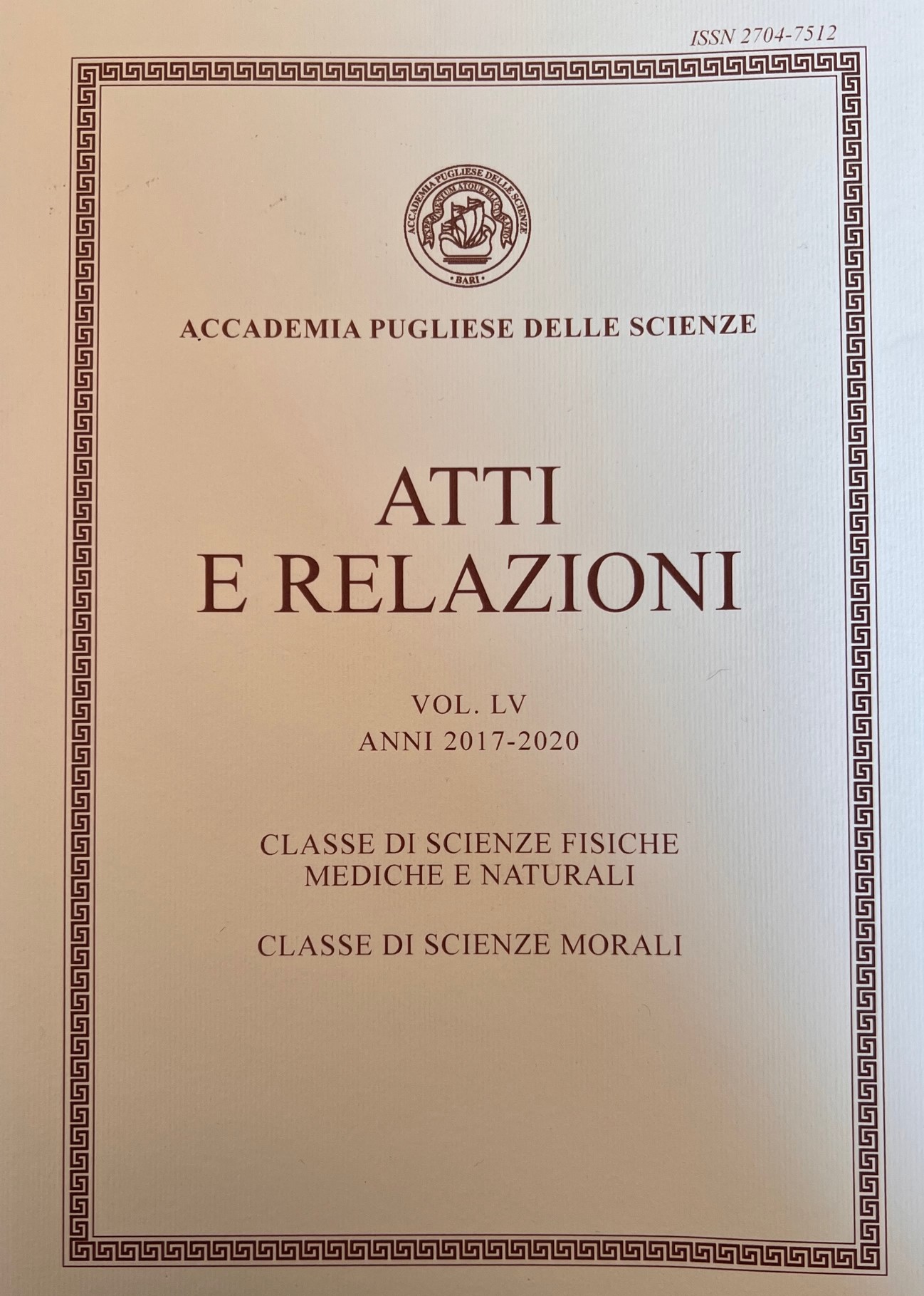 Atti e Relazioni - Volume LV - 2017-2020 - Accademia Pugliese delle Scienze